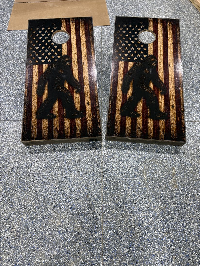Bigfoot torched flag